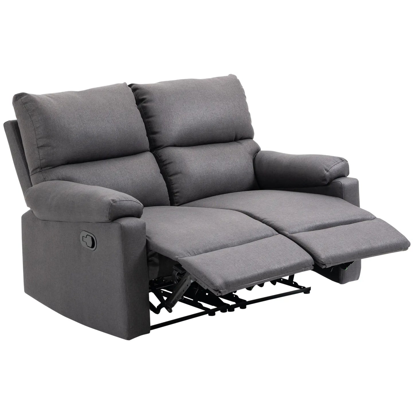 2 Seater Reclining Loveseat, Footrest, Split Backrest, Dark Grey 2-Seater Sofas at Gallery Canada