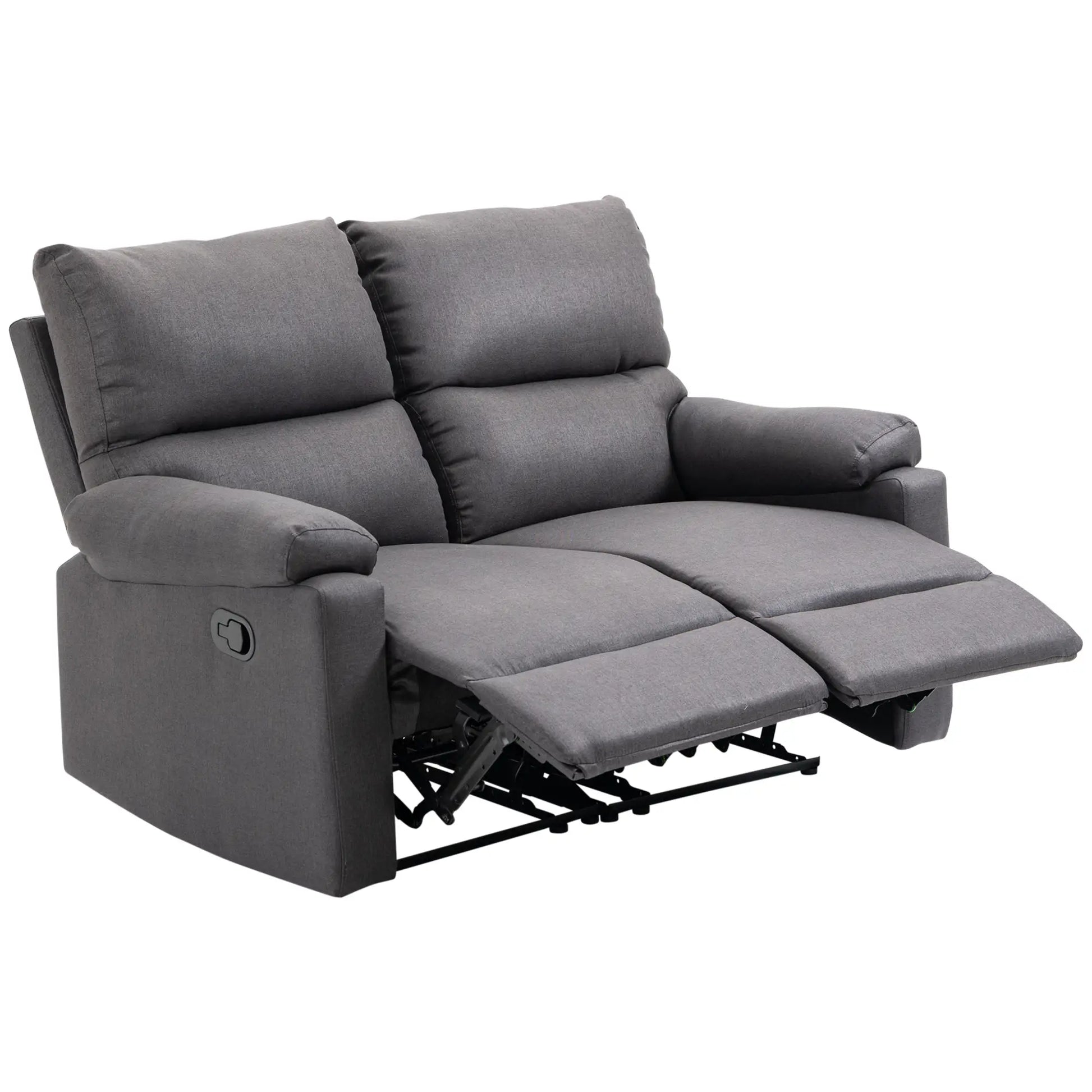 2 Seater Reclining Loveseat, Footrest, Split Backrest, Dark Grey 2-Seater Sofas at Gallery Canada