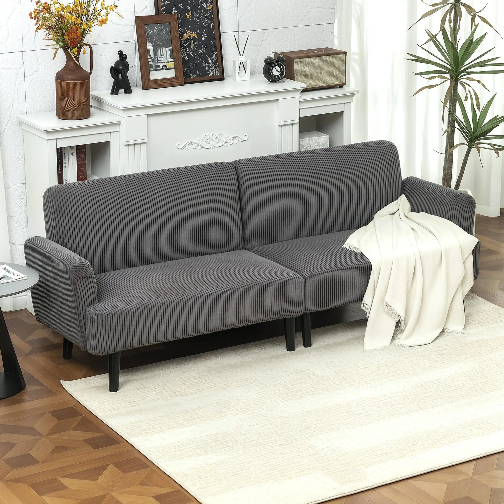 Modern 3 Seater Sofa, Corduroy Loveseat, Grey 3-Seater Sofas at Gallery Canada