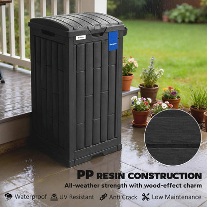 29 Gallon Outdoor Garbage Bin, Dual Lid, Ashtray Drip Tray, Black Garden Accessories at Gallery Canada