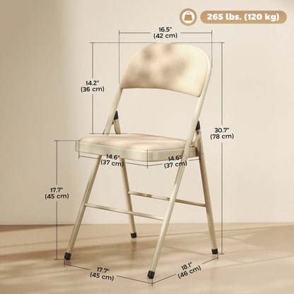 4 Pack Folding Chairs, Padded Seats, Velvet, Steel Frame, Beige Dining Chairs at Gallery Canada