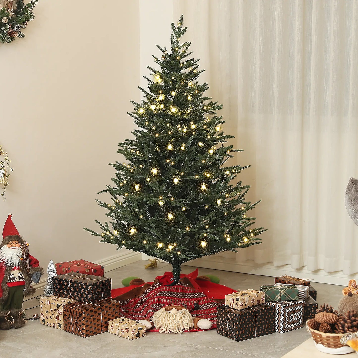 5ft Prelit Artificial Christmas Tree, Steel Base, Warm White LED Pre Lit Christmas Trees at Gallery Canada