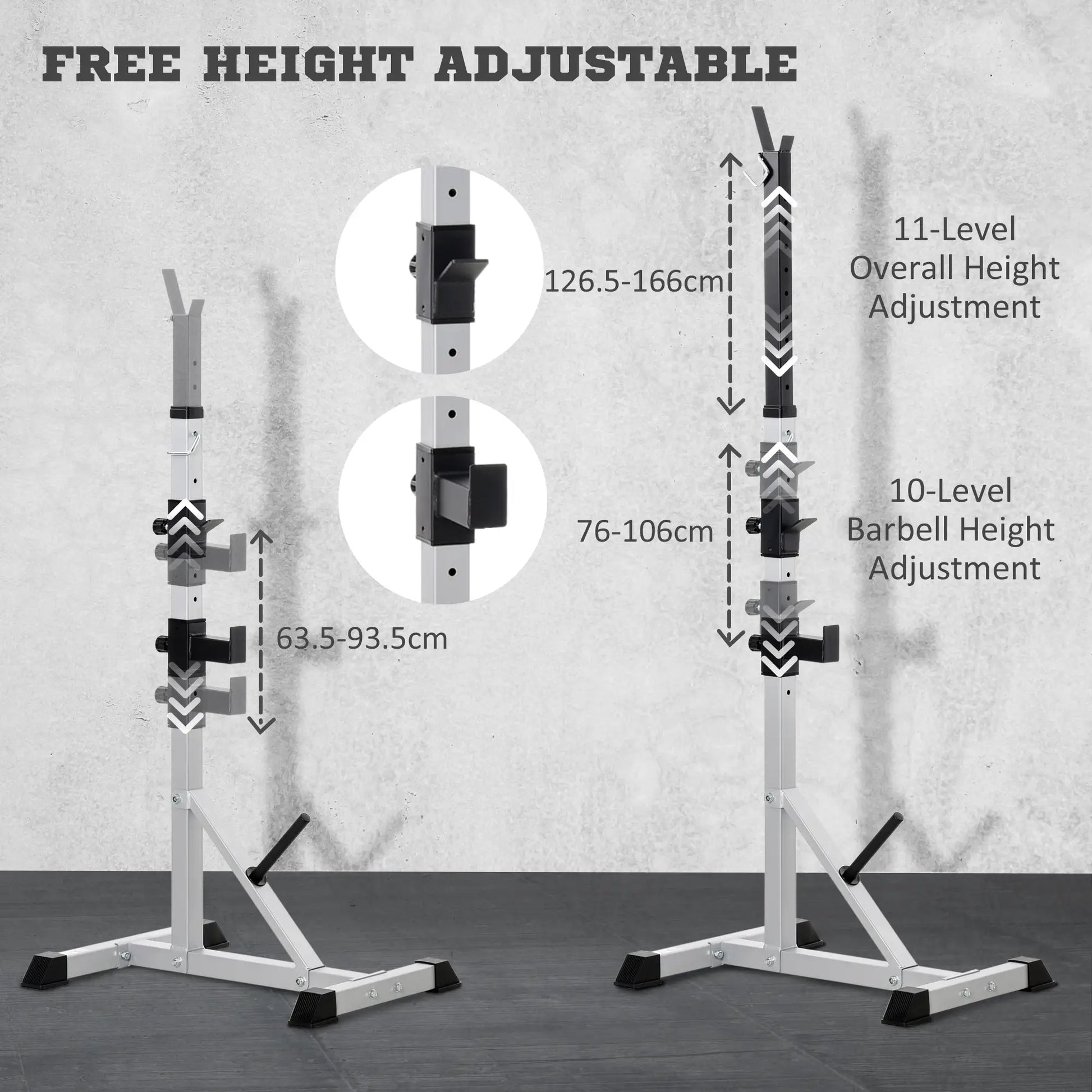 2-Piece Barbell Rack, 53.5"-69.3" Adjustable, 440LBS Capacity Power Towers at Gallery Canada