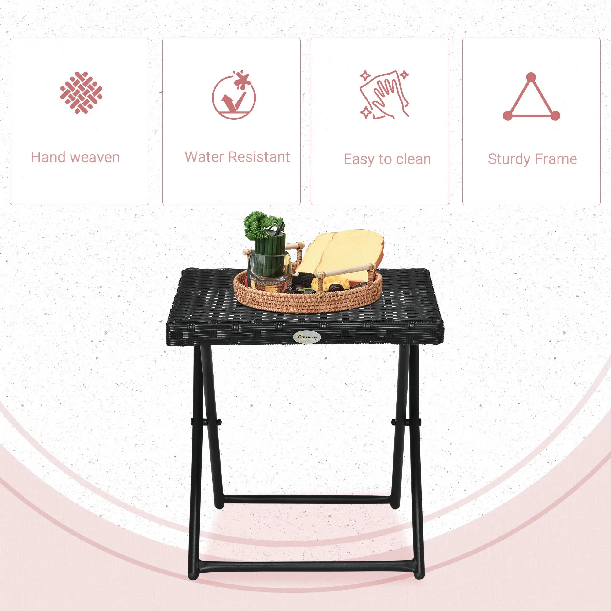 Outdoor PE Rattan Coffee Table, 15.75