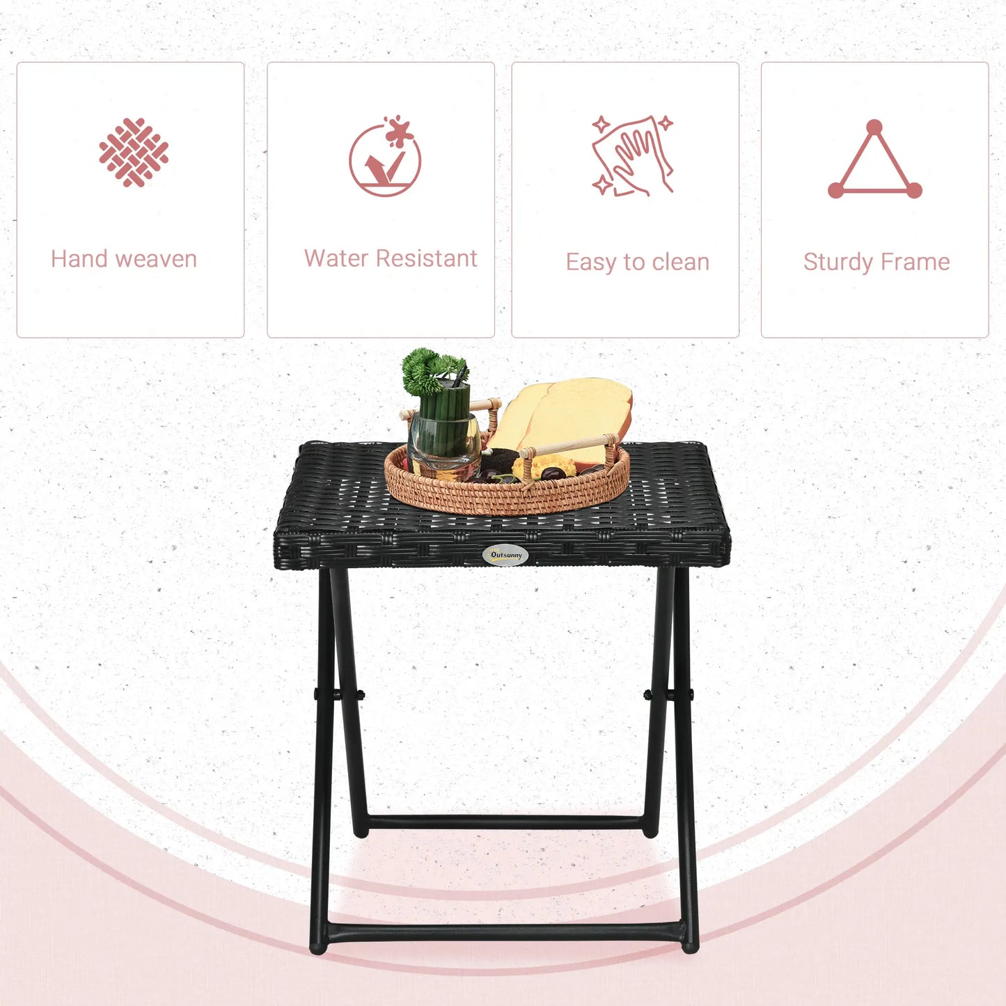 Outdoor PE Rattan Coffee Table, 15.75"x15.75"x15.75", Black Patio Side Tables at Gallery Canada