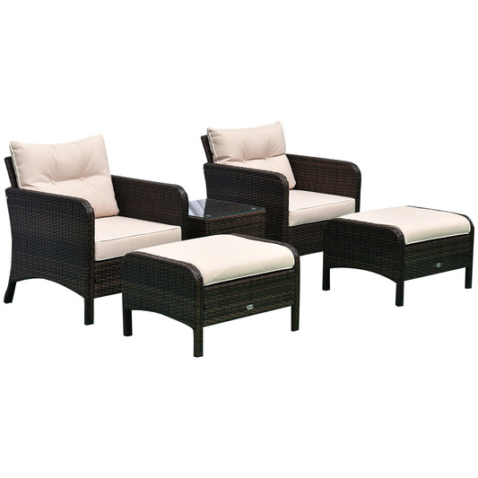 5pcs Outdoor Patio Furniture Set Wicker Conversation Set Footrest Coffee Table Patio Furniture Sets at Gallery Canada