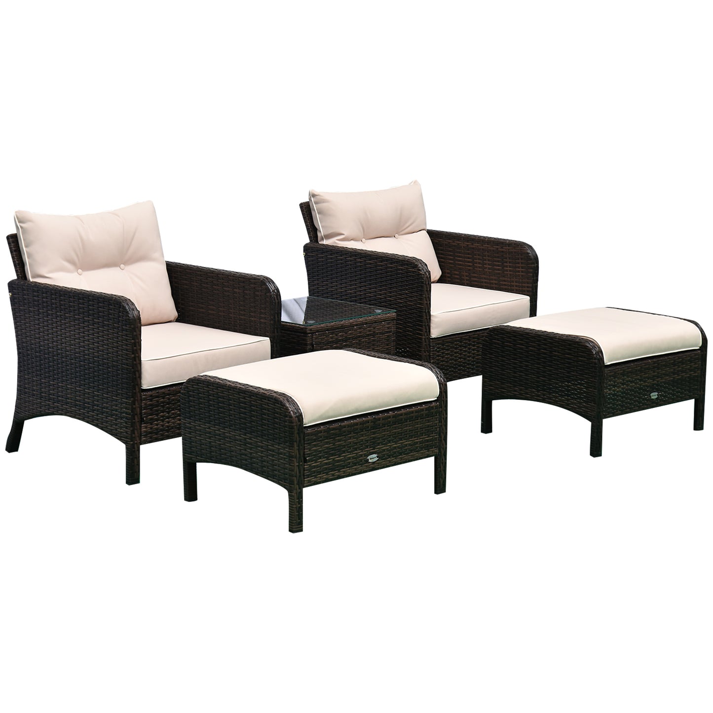 5pcs Outdoor Patio Furniture Set Wicker Conversation Set Footrest Coffee Table Patio Furniture Sets Brown, Beige at Gallery Canada