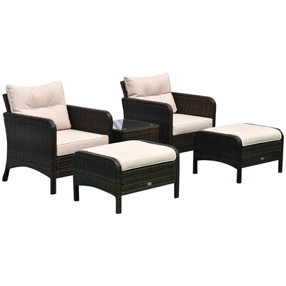 5pcs Outdoor Patio Furniture Set Wicker Conversation Set Footrest Coffee Table Patio Furniture Sets Brown, Beige at Gallery Canada