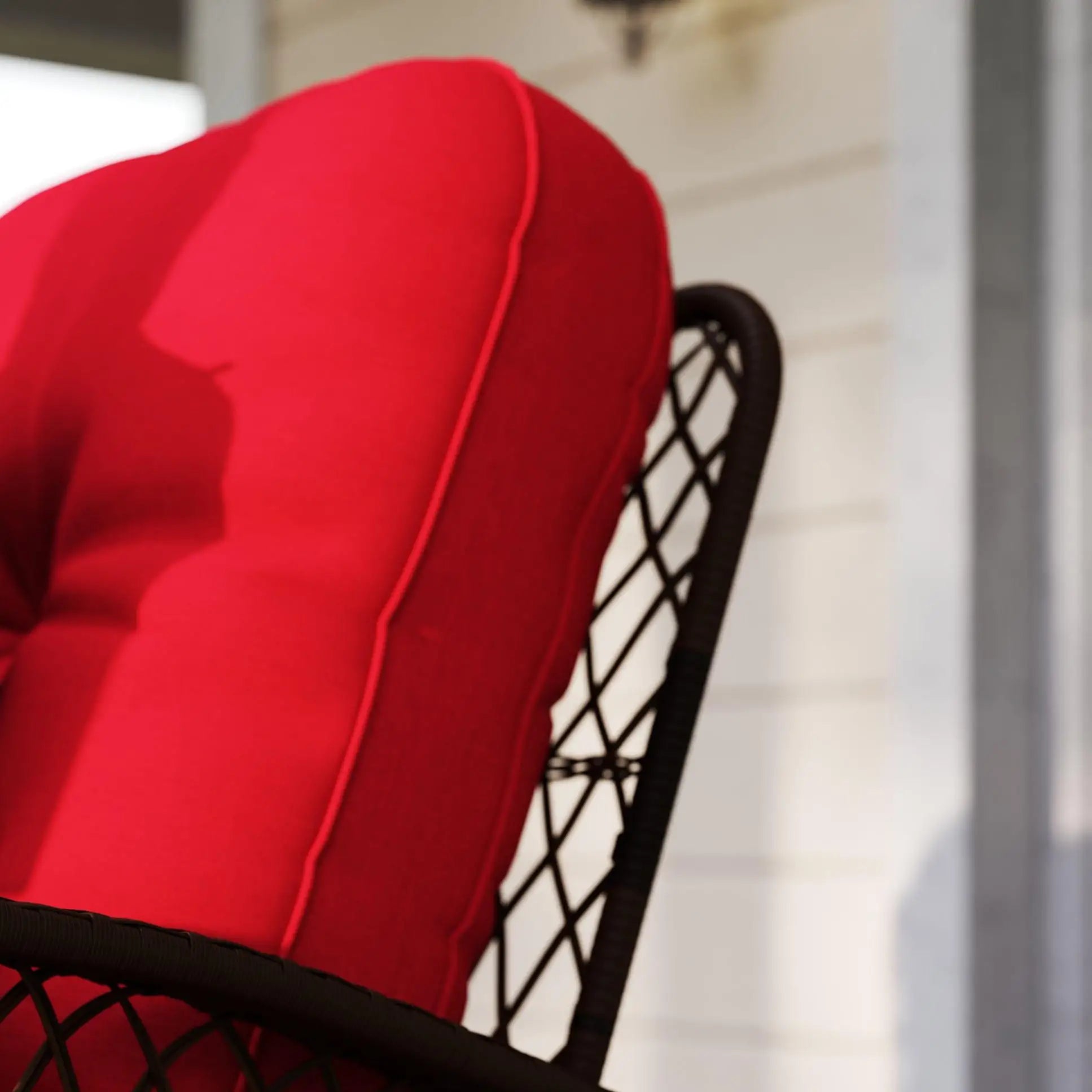 Outdoor Wicker Rattan Rocking Chair Set, Patio Rocker with Cushions, Red Outdoor Rocking Chairs at Gallery Canada