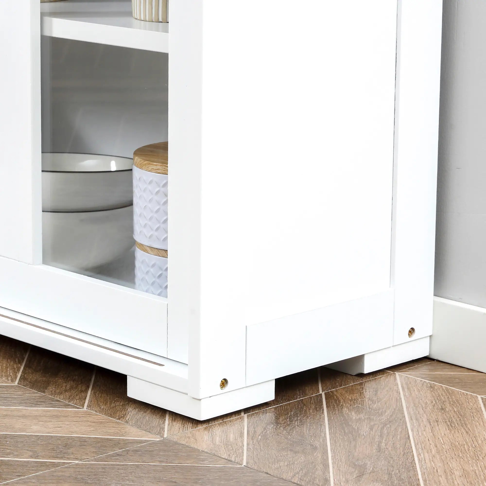 Modern Kitchen Sideboard, Stackable Storage Cabinet, Sliding Glass Door, White Bar Cabinets at Gallery Canada