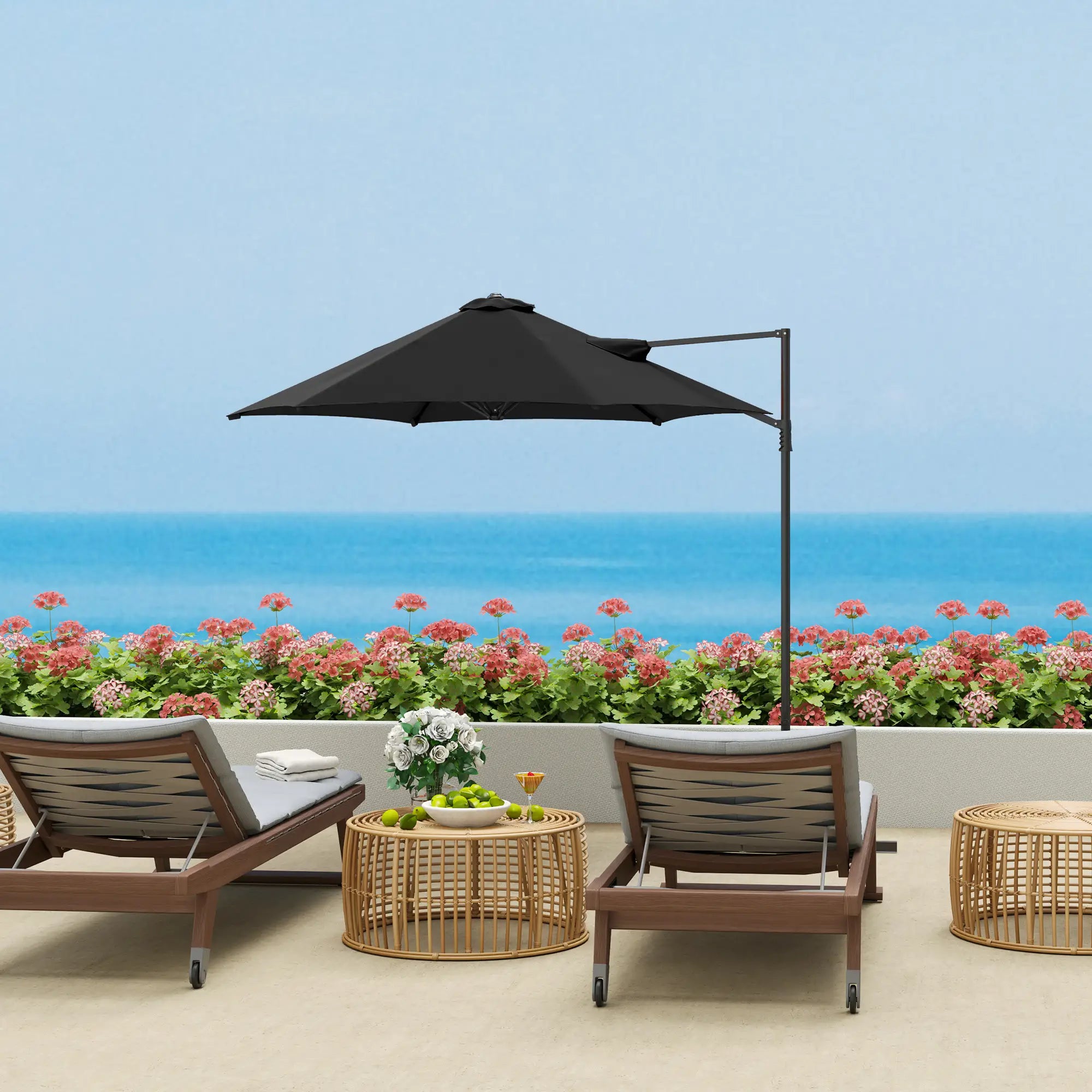 8.5FT Offset Patio Umbrella, 360° Rotation, Φ100.8