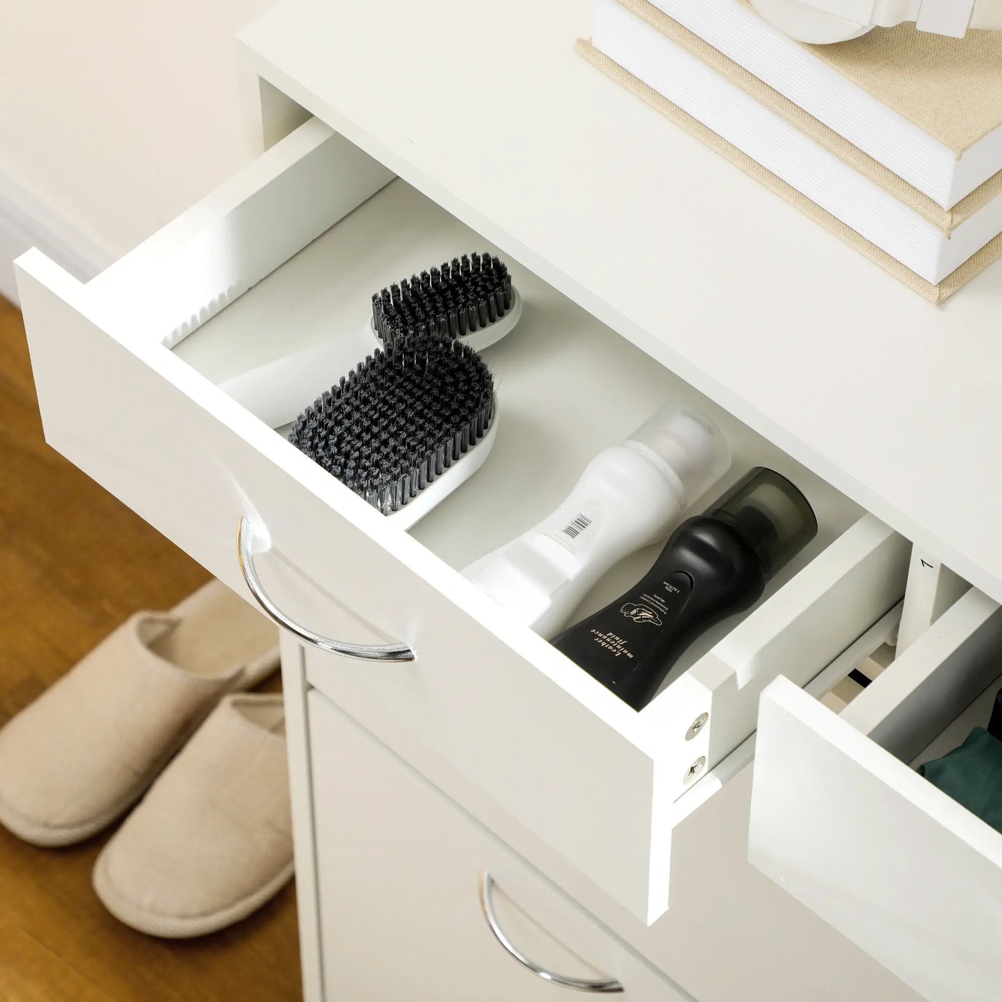 Narrow Shoe Storage, 2 Flip Drawers, Adjustable Shelves, 12 Pairs, White Shoe Storage Cabinets & Racks at Gallery Canada