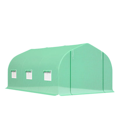 15' x 10' x 7' Walk-In Greenhouse, Steel Frame, Roll Up Door, Green Walk In Greenhouses Deep Green at Gallery Canada