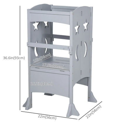 Step Stool with Safety Rail, Support Handles, Kitchen Counter Helper Toddler & Kids Step Stools at Gallery Canada