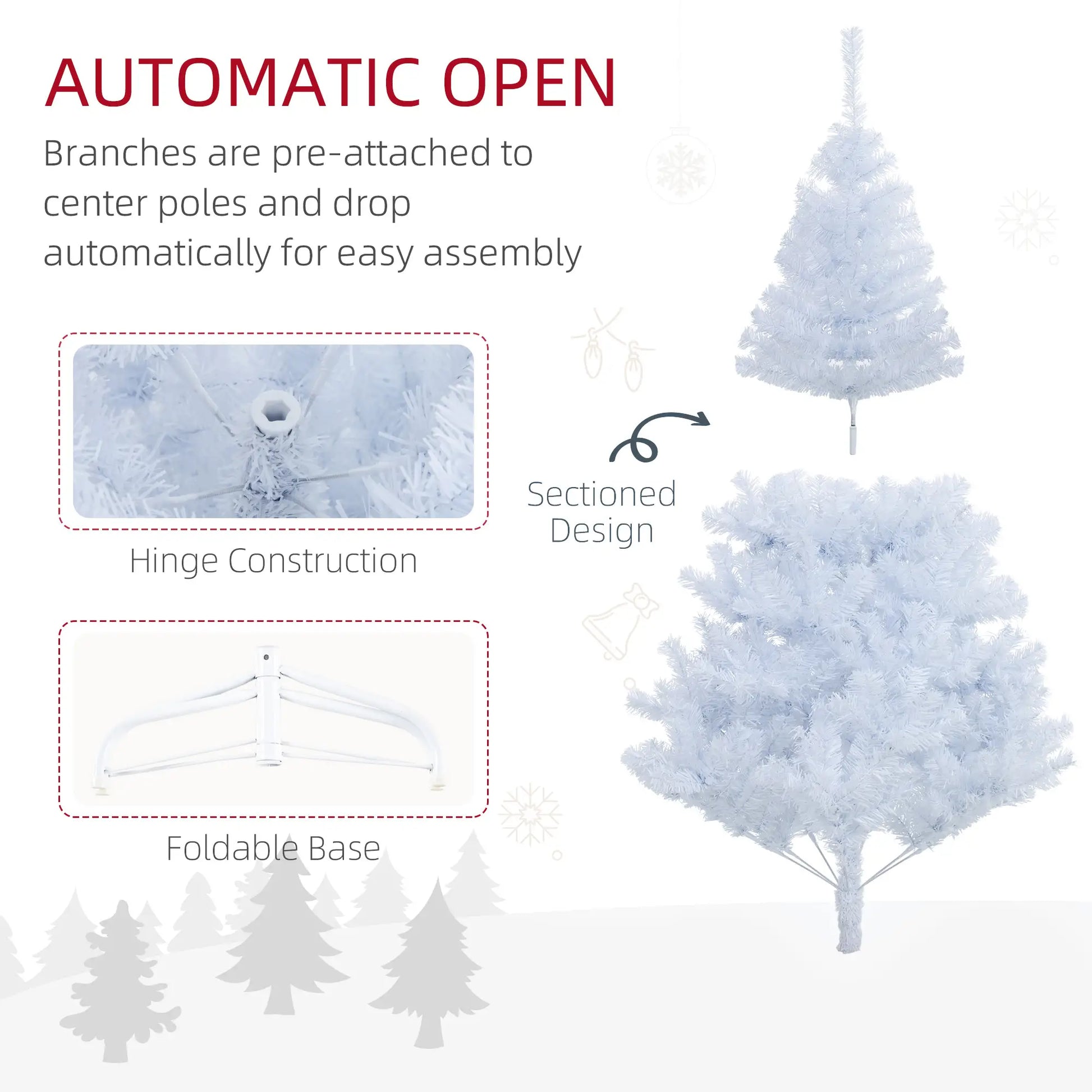 5ft Artificial Christmas Tree, 536 Branch Tips, Metal Stand, White White Christmas Trees at Gallery Canada