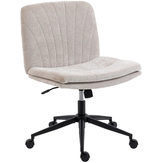 Criss Cross Chair with Wheels, Wide Office Chair, No Arms, Adjustable Height, Tilting, Beige Task Chairs Beige at Gallery Canada