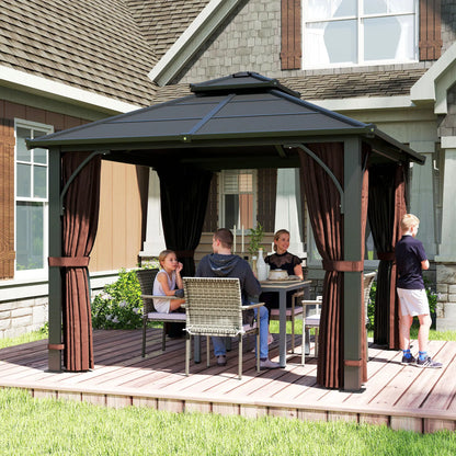 10' x 10' Hardtop Gazebo, 7mm Polycarbonate Roof, Netting And Curtains, Coffee Gazebos at Gallery Canada