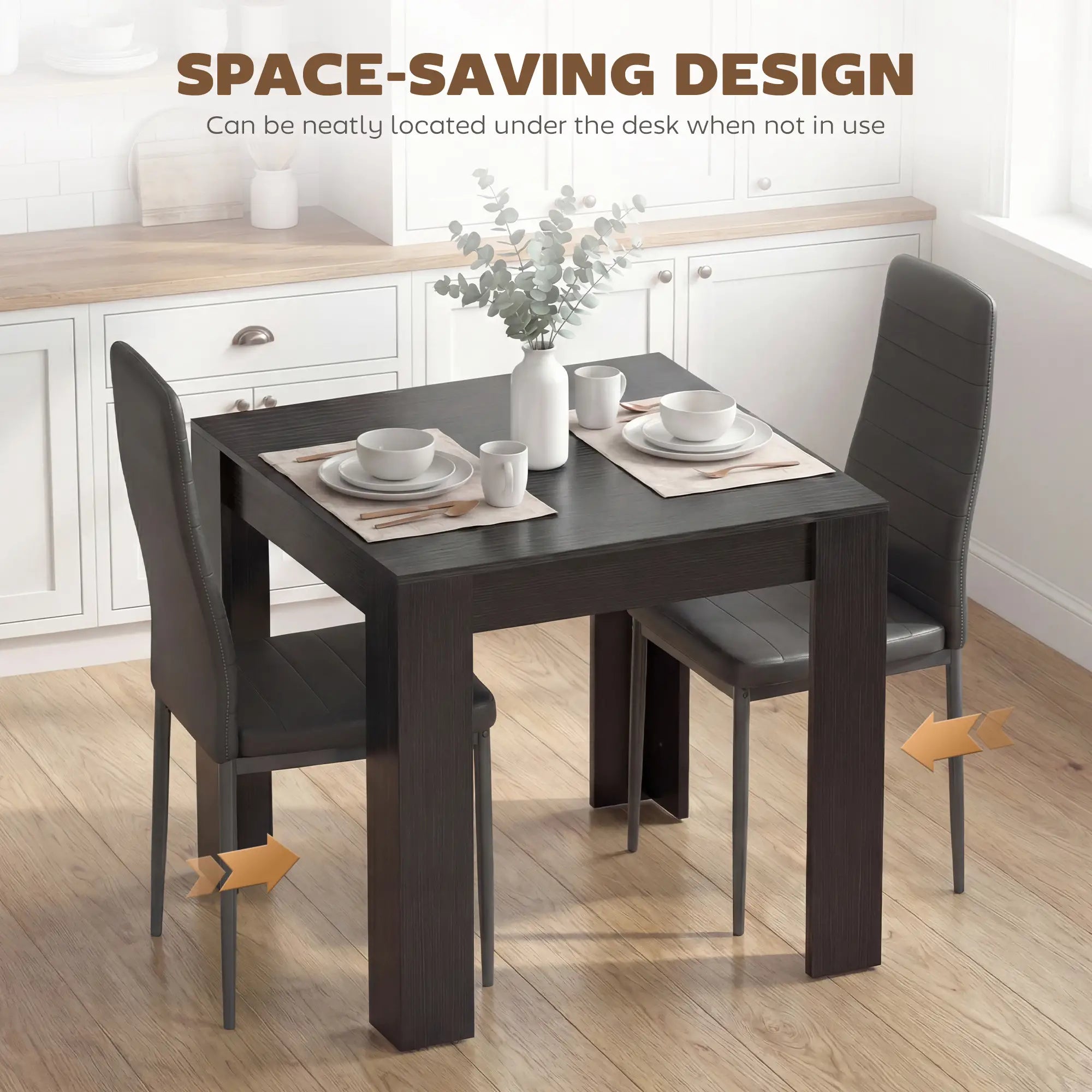 Square Dining Table Set For 2, PU Leather Upholstered Chairs, Black Dining Table Sets at Gallery Canada