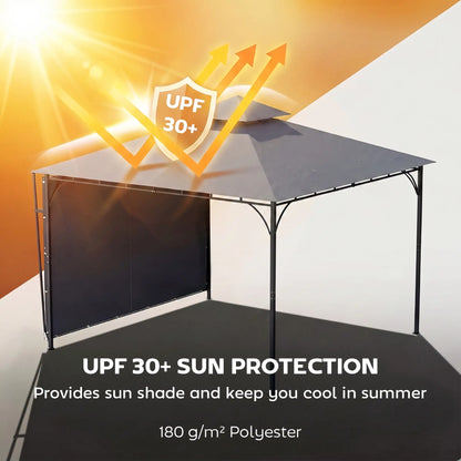 Patio Gazebo With Double Roof, Extendable Shade, 126" x126", Dark Grey Gazebos at Gallery Canada