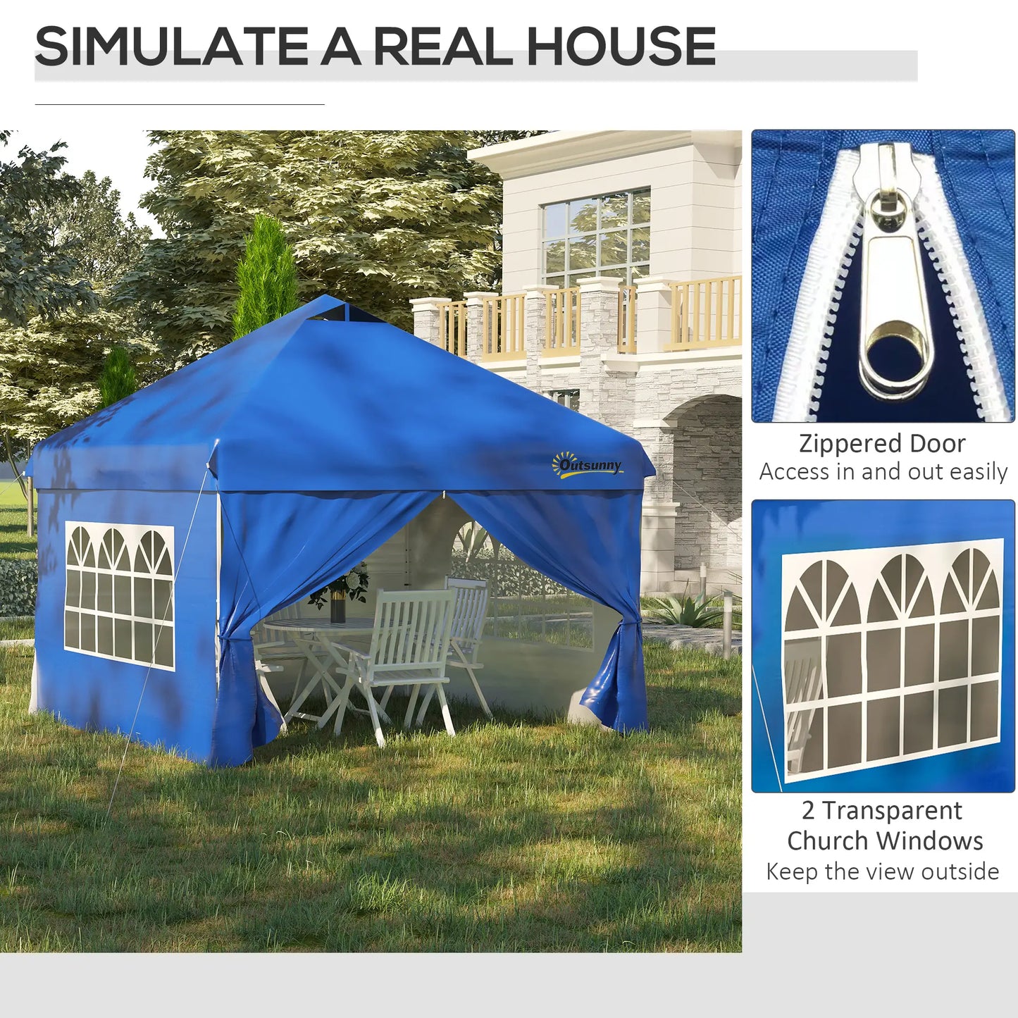 10' x 10' Pop Up Canopy Tent, Instant Sun Shelter, Blue Pop Up Canopies at Gallery Canada