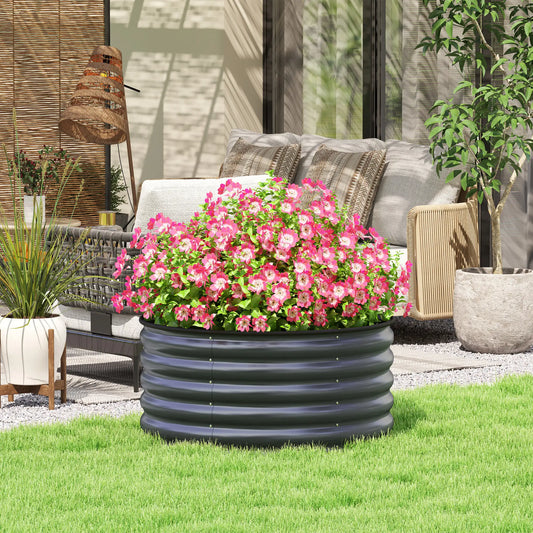 Galvanized Raised Flower Bed, 3x3x1.5 ft, Dark Grey Raised Garden Beds Dark Grey at Gallery Canada