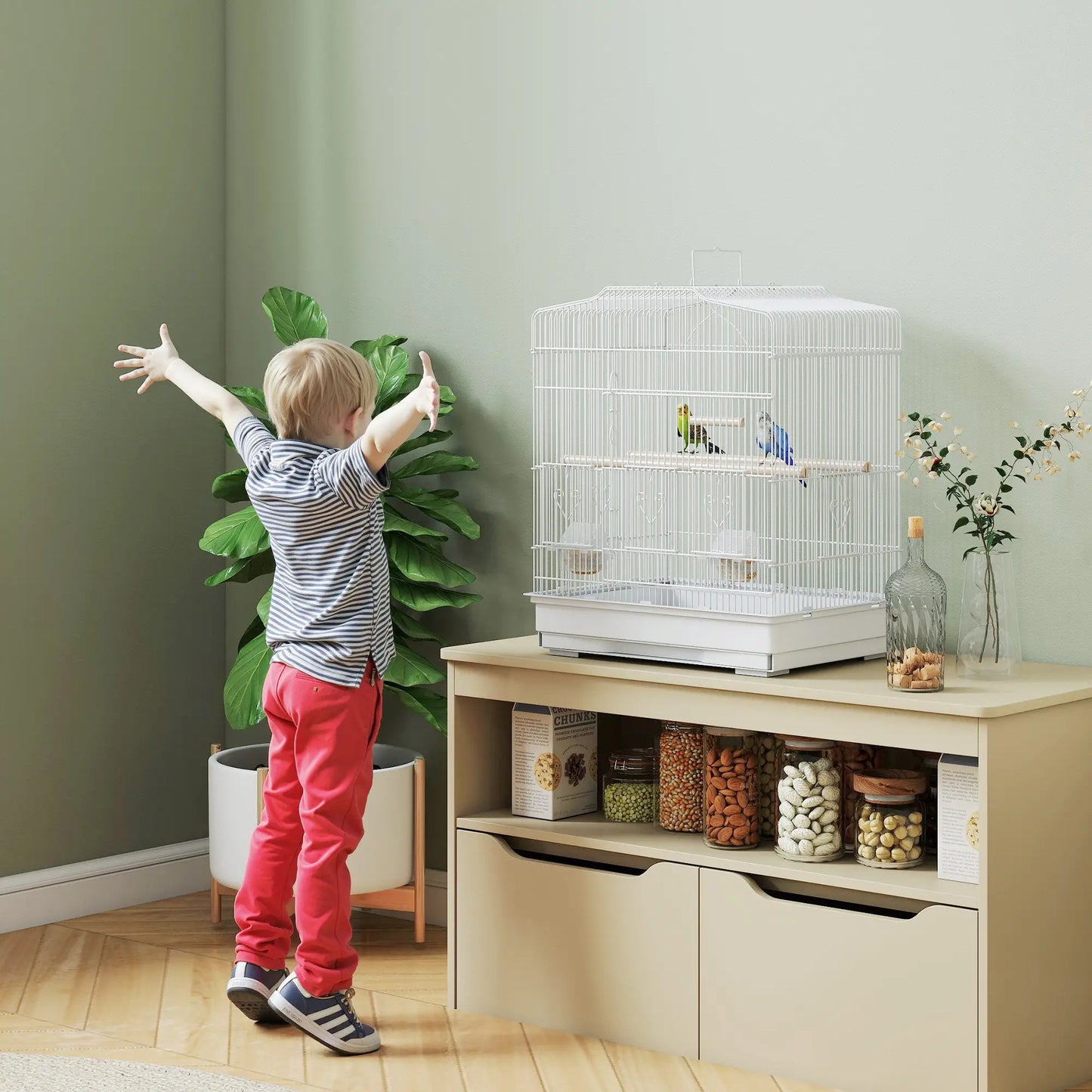 23" Bird Cage, Finches Canaries Parrot, White Bird Cages at Gallery Canada