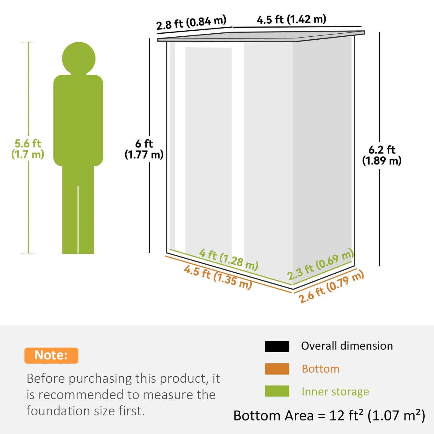5x3ft Metal Garden Shed, Sloped Roof, Lockable Door, Light Green Sheds at Gallery Canada