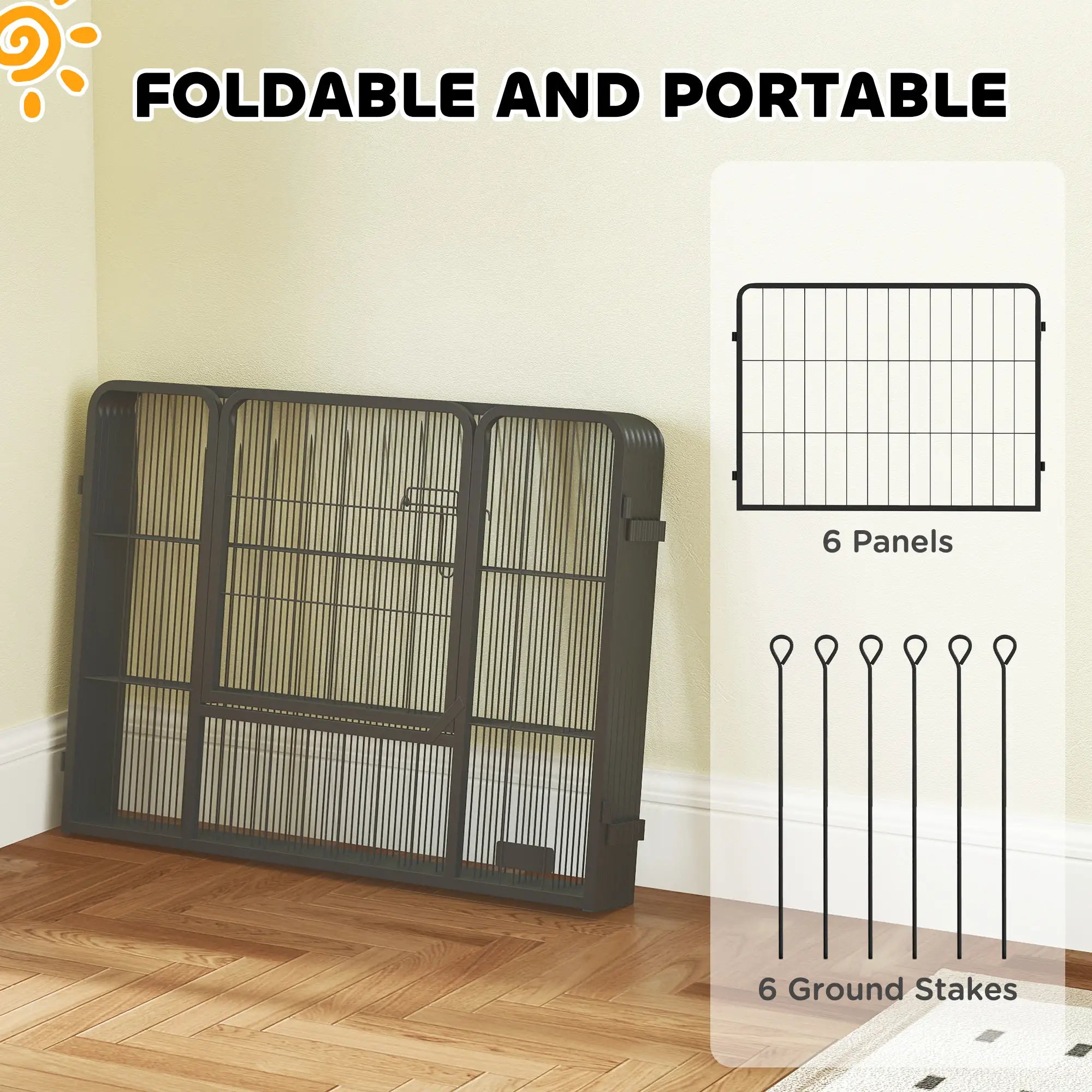 Heavy Duty Dog Playpen, 6 Panels, 23.5