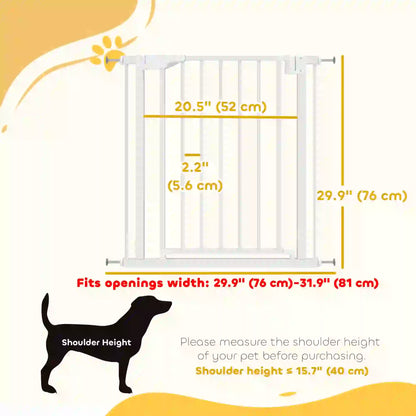 Baby Pet Safety Gate 30"-32" Wide, Auto-Close, White