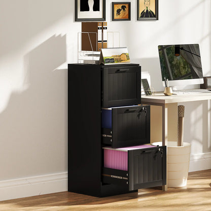 3 Drawer Filing Cabinet with Lock, Adjustable Hanging Bars, Black Office Cabinets & Cupboards at Gallery Canada