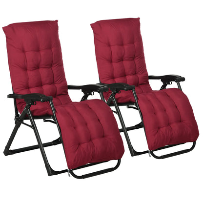 Folding Garden Chairs Set of 2, Reclining Zero Gravity, Wine Red Lounger Chairs at Gallery Canada