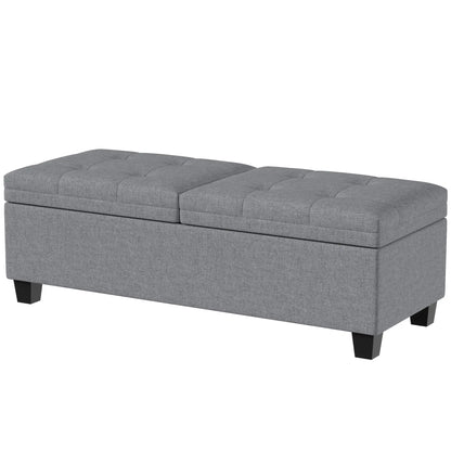 51.2" Storage Ottoman Bench, 2 Compartments, Dark Grey, Dark Grey
