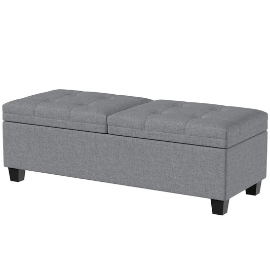 51.2" Storage Ottoman Bench, 2 Compartments, Dark Grey, Dark Grey Storage Ottomans & Benches Multi Colour at Gallery Canada