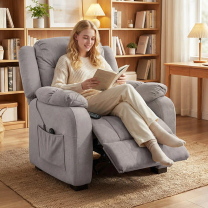 Massage Recliner Chair, Power Recliner, 2 Memory Positions, Brown Single Sofas at Gallery Canada