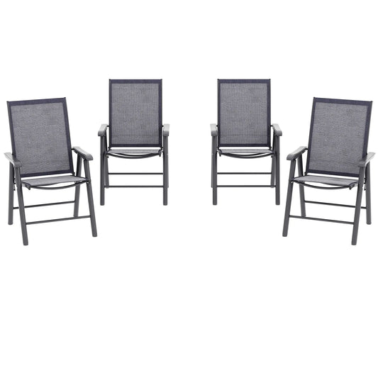 4-Piece Folding Chair Set, Patio Balcony Garden, Dark Grey Patio Chairs Dark Grey, Black at Gallery Canada