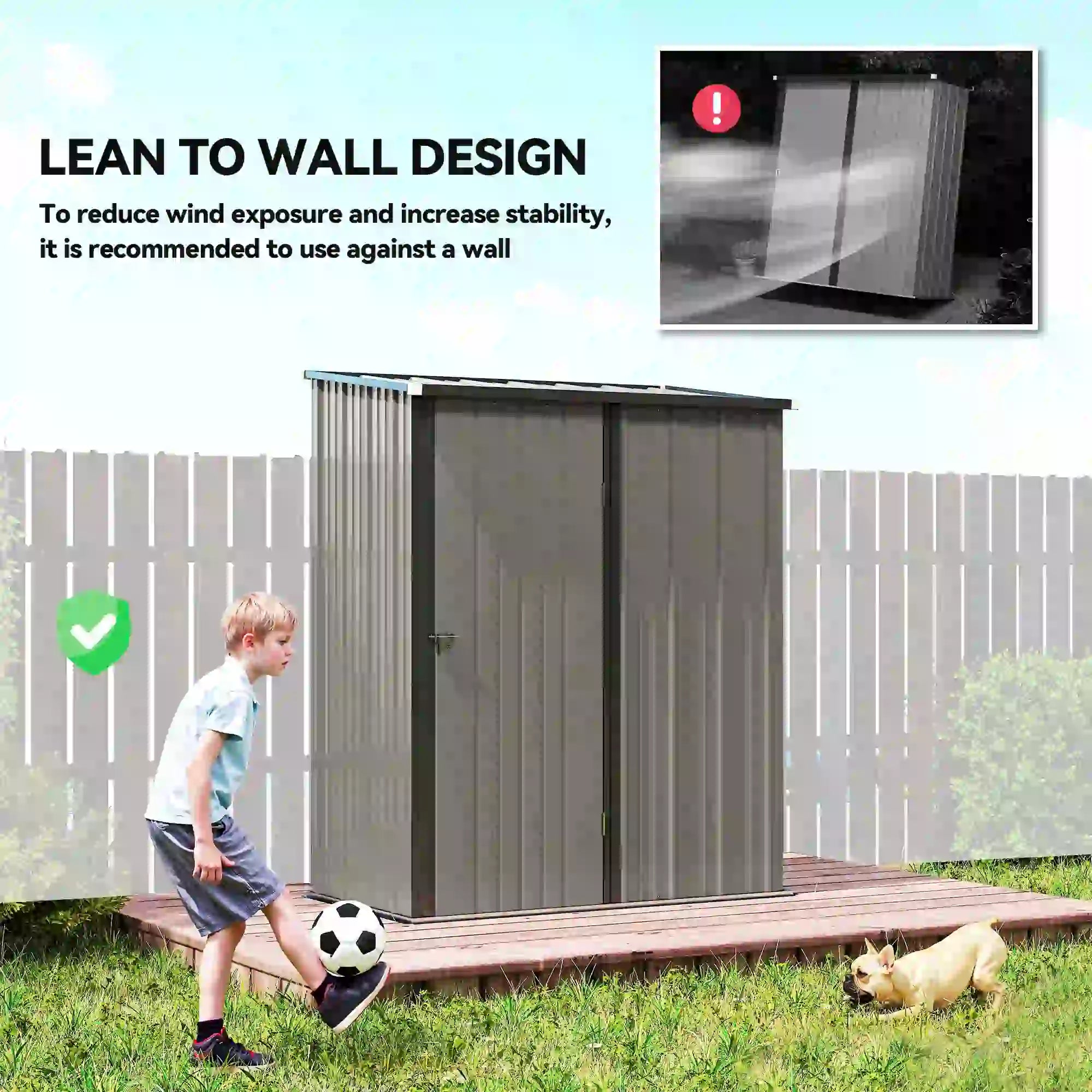 5' x 3' Steel Garden Shed, Outdoor Storage With Lockable Door, Grey Sheds at Gallery Canada