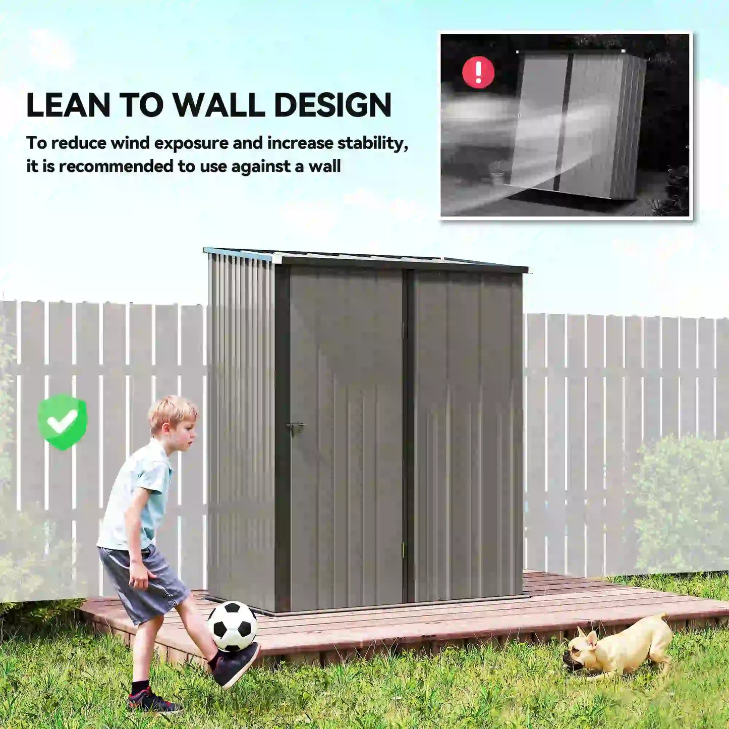 5' x 3' Steel Garden Shed, Outdoor Storage With Lockable Door, Grey Sheds at Gallery Canada