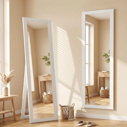 15" x 62" Full Length Mirror for Bedroom, Free Standing Dressing Mirror, Wall Mirror for Living Room, White Full Length Mirrors White, Clear at Gallery Canada