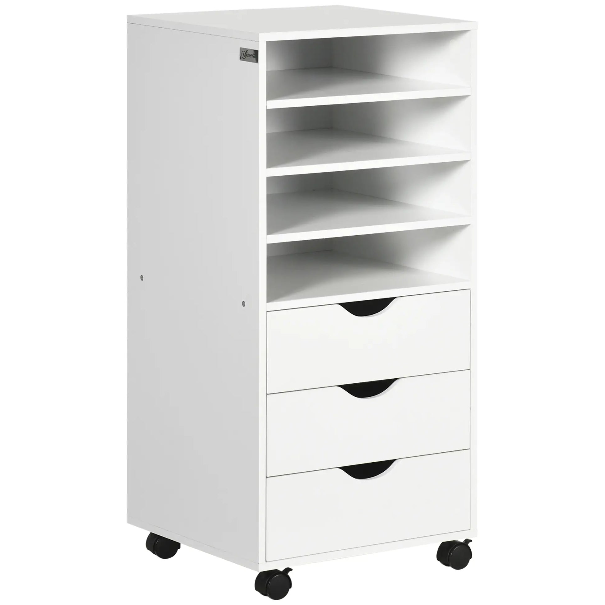 Vertical Filing Cabinet, Mobile 3 Drawers, 4 Shelves, White Office Cabinets & Cupboards at Gallery Canada