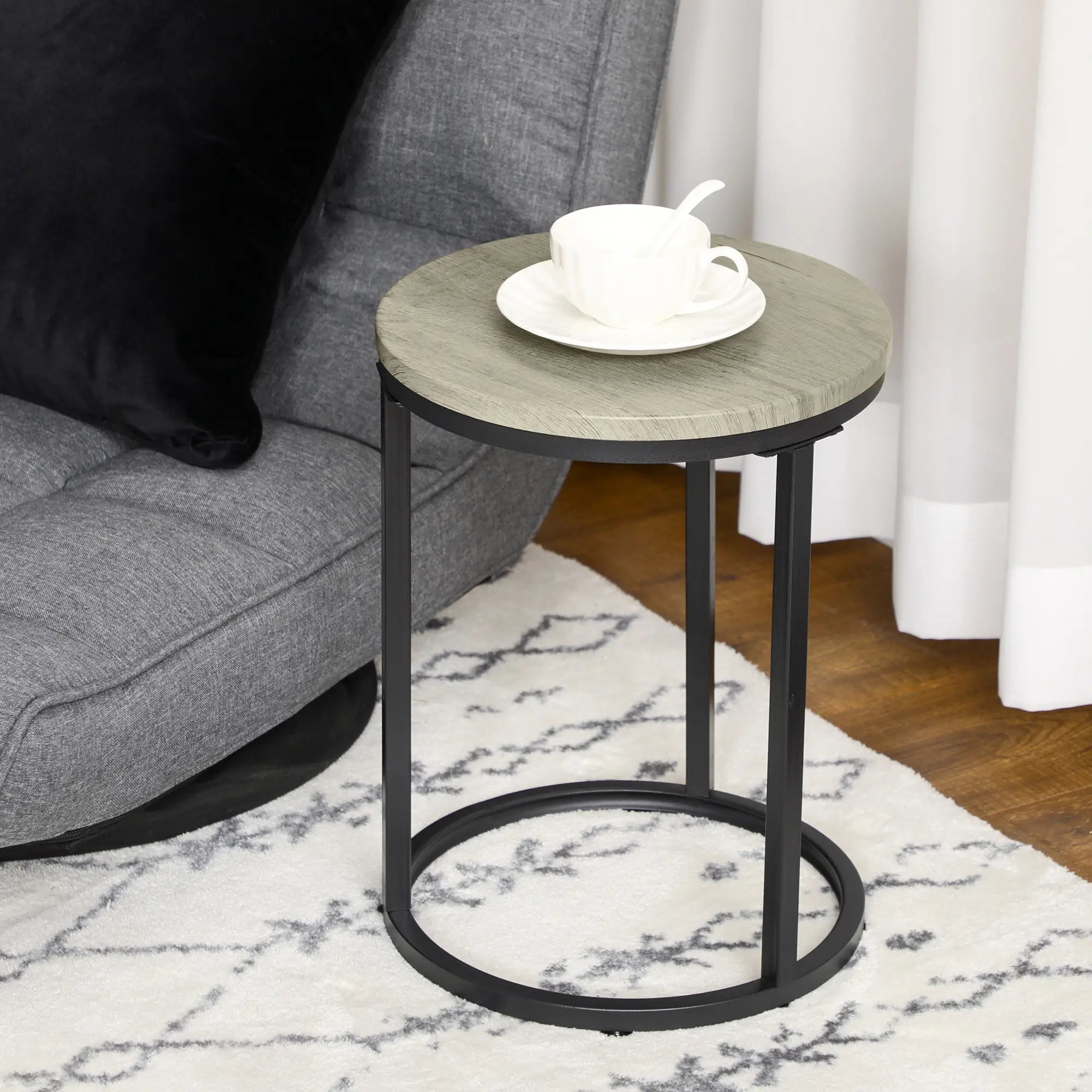 Round Nesting Tables Set of 3, Steel Frame, Living Room Side Tables at Gallery Canada