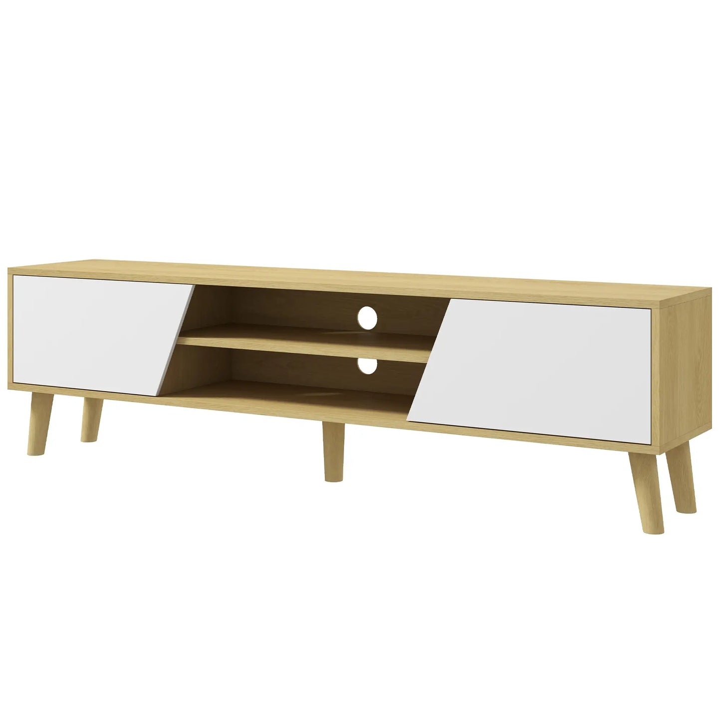 TV Stand for 65 Inch TV, Entertainment Center, Oak White, White TV Stands Oak, White at Gallery Canada