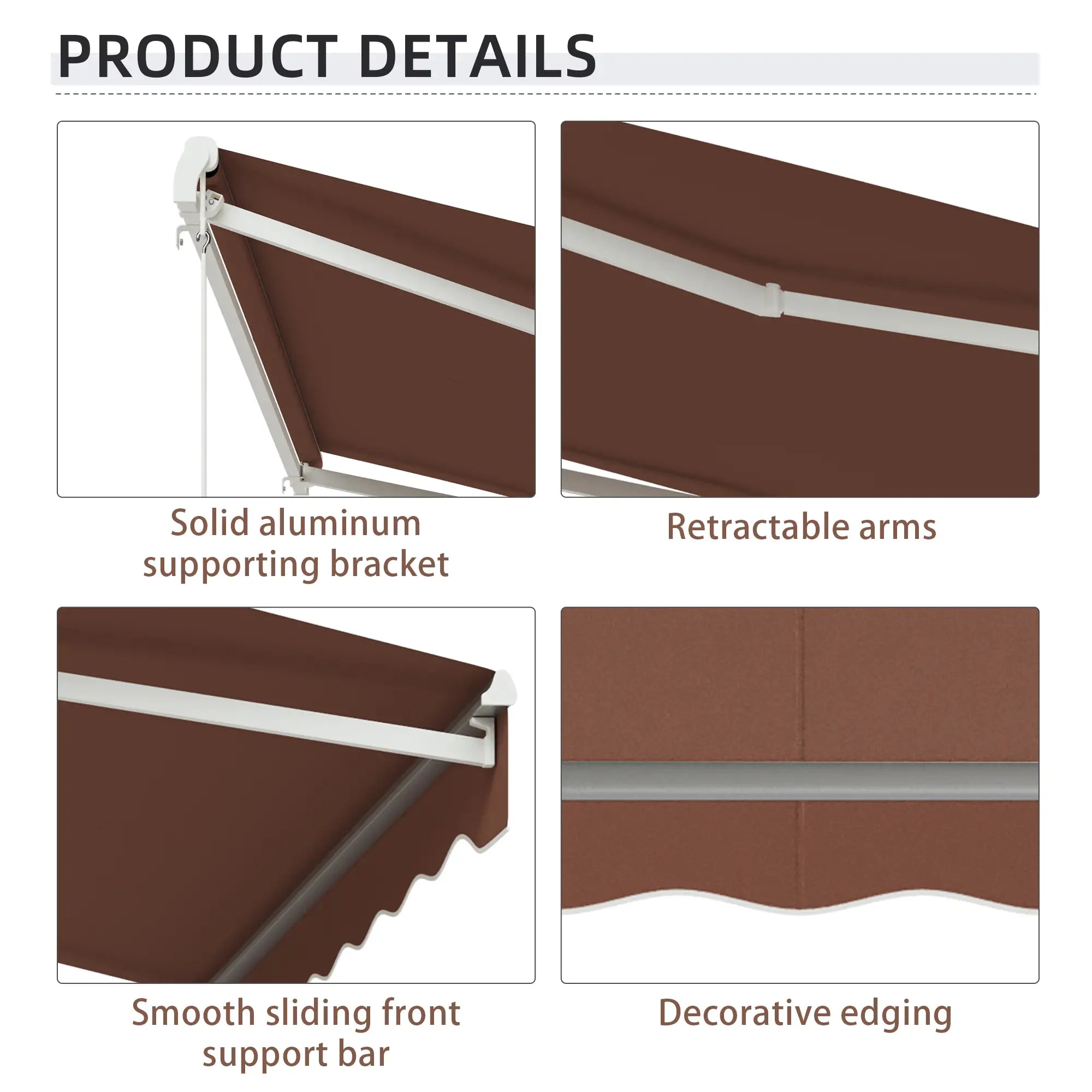 13' x 10' Electric Retractable Awning, Sun Shade Shelter with Remote, Manual Crank, Aluminum Frame Deck Awnings at Gallery Canada