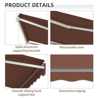 13' x 10' Electric Retractable Awning, Sun Shade Shelter with Remote, Manual Crank, Aluminum Frame Deck Awnings at Gallery Canada