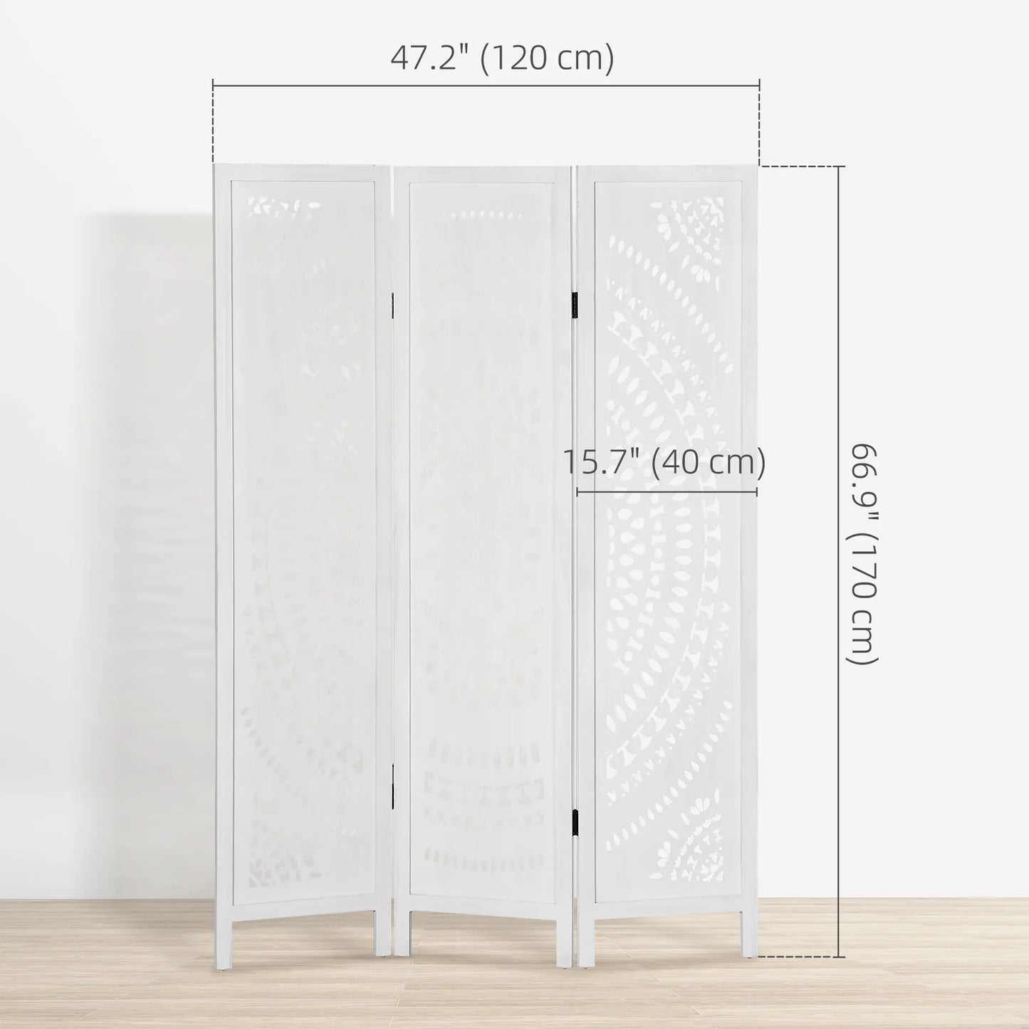 3 Panel Room Divider, 5.6 Ft Tall, Portable Folding Privacy Screen, White Room Dividers at Gallery Canada