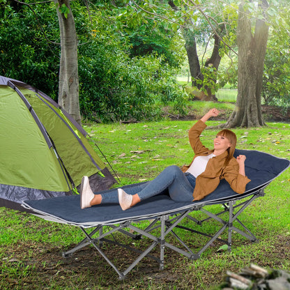 Folding Camping Cot With Mattress, Pillow, Double Layer Oxford, Heavy Duty, Carry Bag, Blue Camping Cots at Gallery Canada