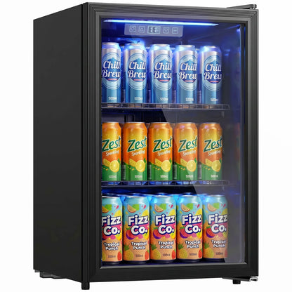 2.4 Cu.Ft Beverage Refrigerator, 70 Can Beverage Fridge Cooler with Double-Layer Glass Door Small Kitchen Appliances at Gallery Canada