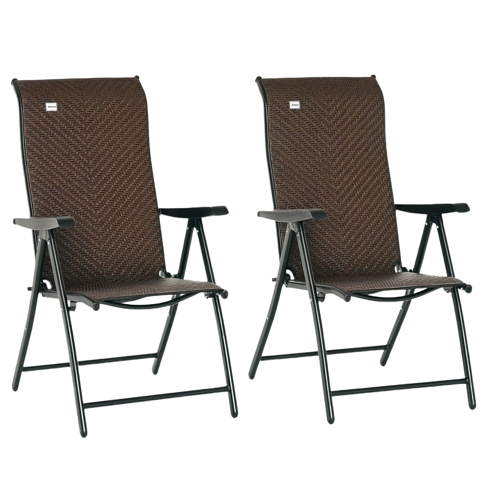 2PCs Outdoor Wicker Folding Chairs, Adjustable Backrest, Brown Patio Chairs at Gallery Canada