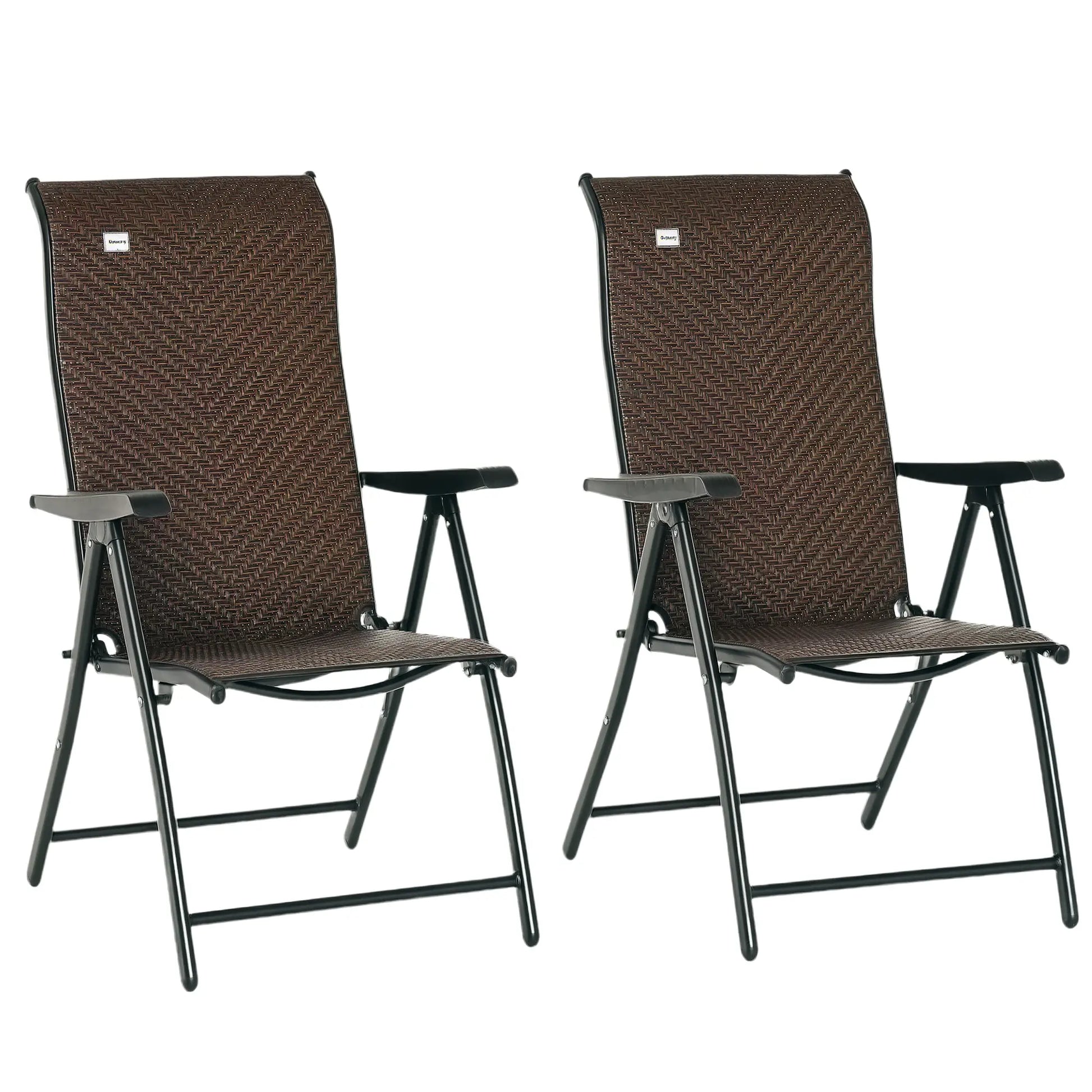 2PCs Outdoor Wicker Folding Chairs, Adjustable Backrest, Brown Patio Chairs at Gallery Canada