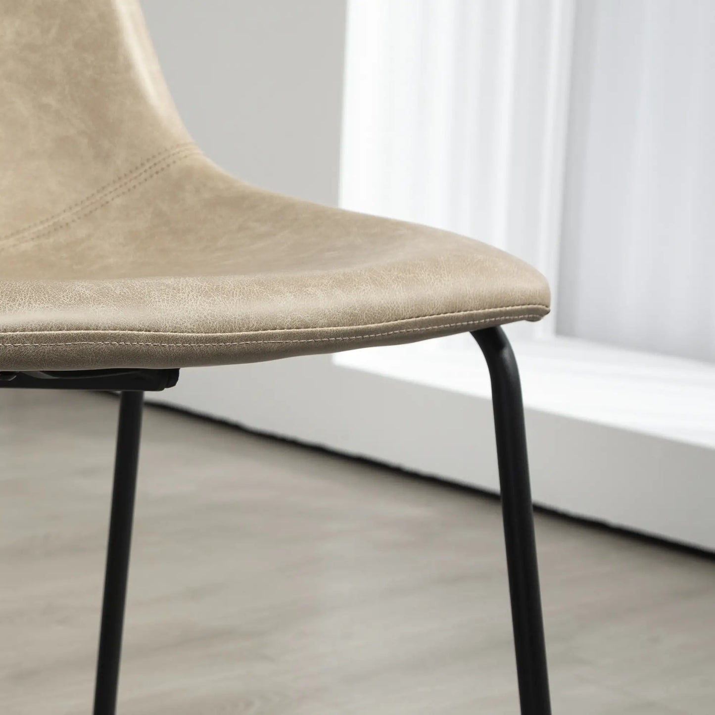 Vintage PU Leather Bar Stools Set of 2, Kitchen Stool with Footrest, Beige Bar Stools at Gallery Canada