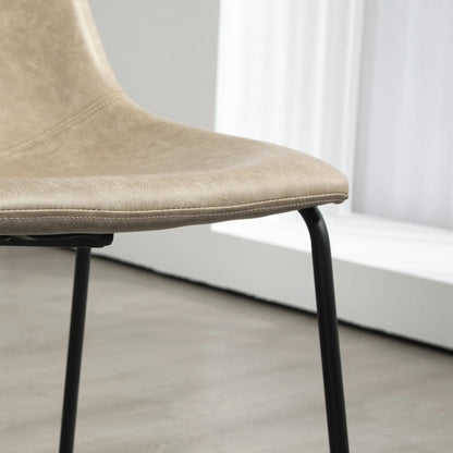 Vintage PU Leather Bar Stools Set of 2, Kitchen Stool with Footrest, Beige Bar Stools at Gallery Canada